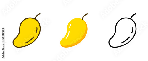 Mango flat vector fruit icon. Simple label cartoon mango line design icon illustration.