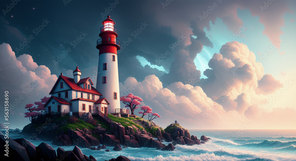 Lighthouse on the Sea: A Coastal Landmark [AI Generated]