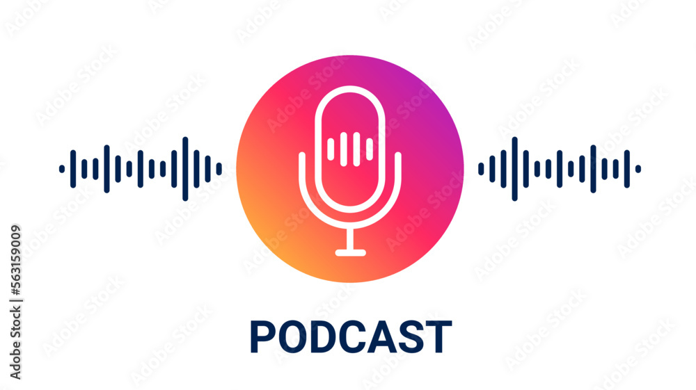 Podcast mic icon symbol logo microphone talk audio. Music radio tech podcast logo label sound studio vector icon. Podcast mic icon symbol logo microphone talk audio. Music radio tech podcast logo label sound studio vector icon.