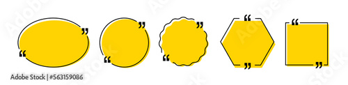 Quote vector bubbles text dialog message comment memo box. Quote bubble template speech frame chat dialogue information