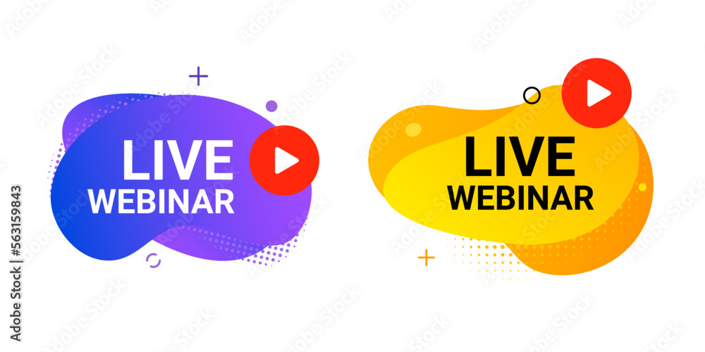 Webinar live virtual event icon, online video training broadcast. Live webinar workshop stream video conference podcast.