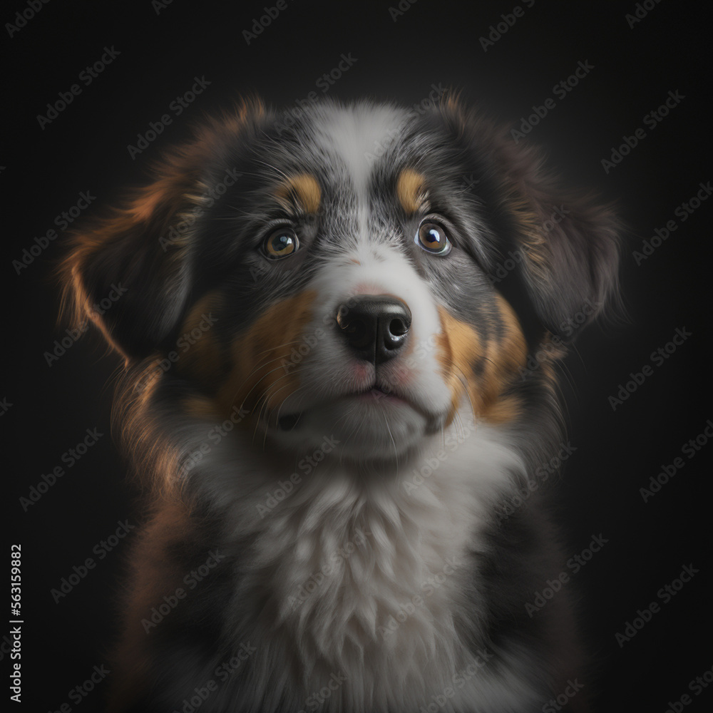 portrait of a dog puppy Australian Shepherd portrait of a dog puppy Australian Shepherd