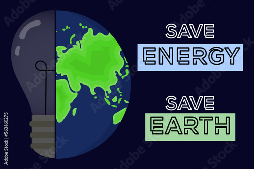 Earth hour flat vector design illustration poster campaign. Save energy, save the earth