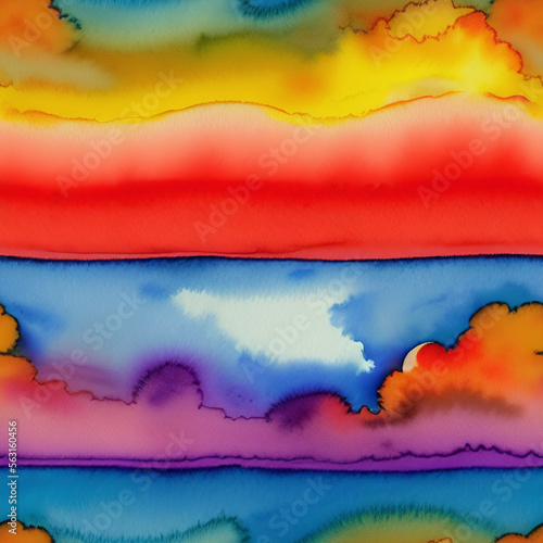 watercolor background with clouds, seamless pattern, ai generated