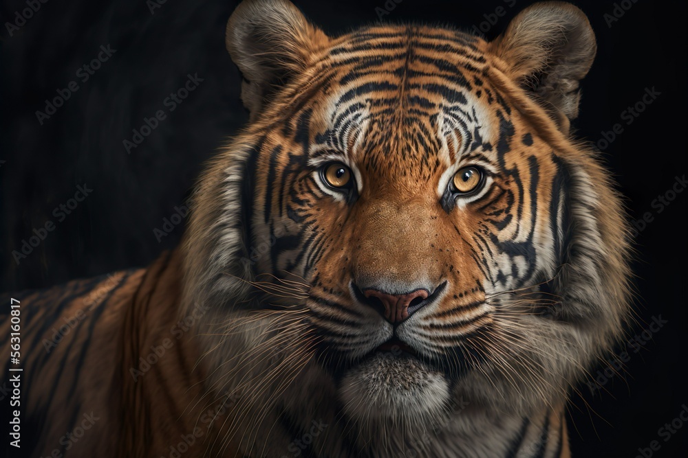 Portrait of a tiger made with generative AI technology	