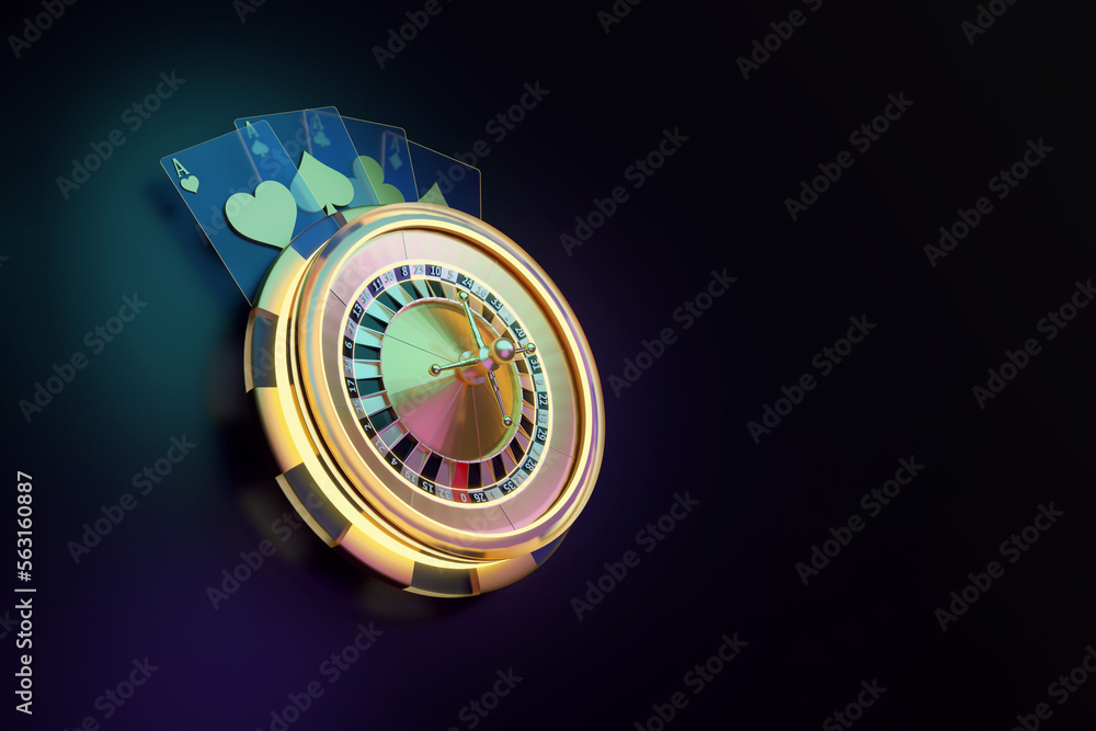 Modern Style Roulette with Poker Card 3D Render Modern Style Roulette with Poker Card 3D Render