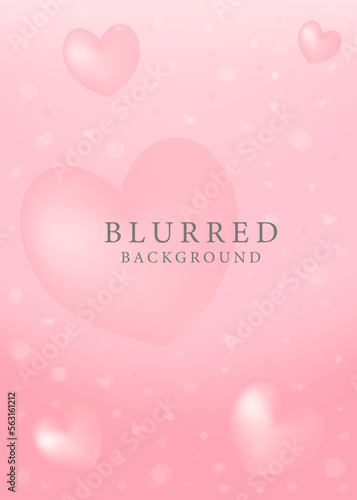Beautiful romantic blurred background with hearts. Pink color. Greeting banner, poster for Valentine's Day, wedding. Vector illustration. photo