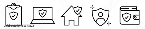Conjunto de iconos de seguros. Seguros de trabajo, hogar, médico, dinero. Ilustración vectorial