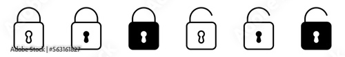 Conjunto de iconos de candado abierto y cerrado. Concepto de protección y seguridad. Ilustración vectorial