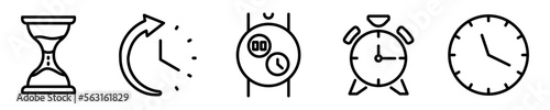Conjunto de iconos de relojes. Reloj de arena, alarma, tiempo, hora. Ilustración vectorial
