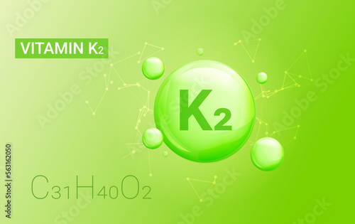 Vitamin K2 medicine chemical icon. Vitamin k2 oil cosmetic health natural capsule