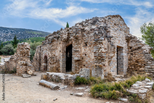 Ayios Marcos temple also called Fragomonastiro is a three aisled early Christian basilica with a narthex located at the archaeological site of Taxiarches Hill in Kaisariani district, Athens, Greece