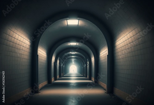 underground Tunnel with light at the end  AI generated illustration.