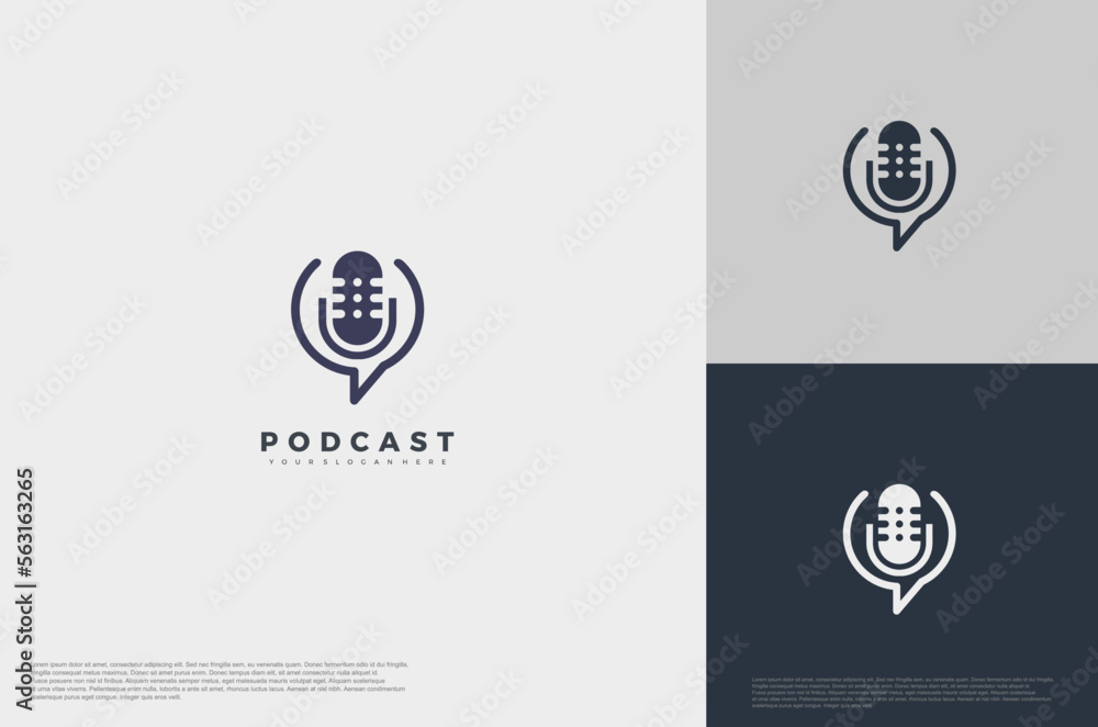 Audio microphone podcast icon illustration flat style isolated, application, studio, radio, broadcasting, user interface, concept logo Audio microphone podcast icon illustration flat style isolated, application, studio, radio, broadcasting, user interface, concept logo