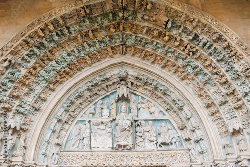 Detail of the main portico of the church of Santa Maria de la Real de Olite, Navarra.
