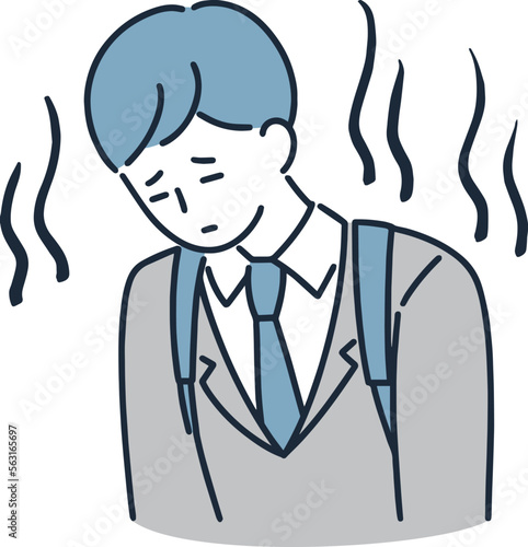 落ち込む男性　シンプルイラスト