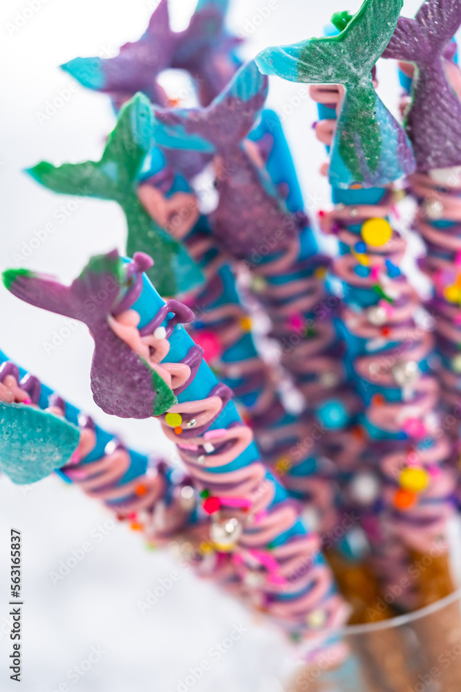 Fototapeta premium Mermaid chocolate pretzel rods