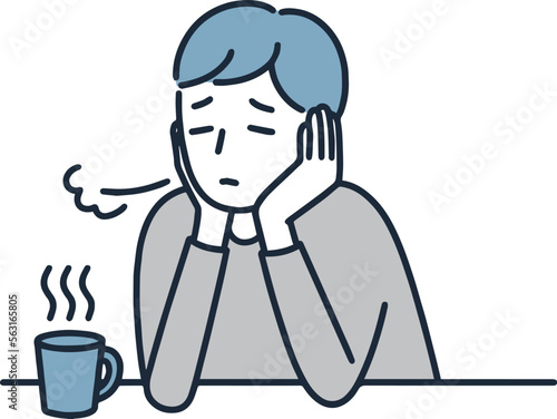 溜息をつく男性　シンプルイラスト