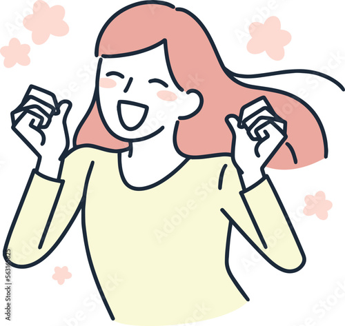 ウキウキな女性　シンプルイラスト