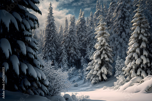 winter landscape with snow