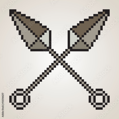 Ninja weapon kunai blade with pixel art
