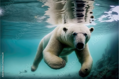 polar bear in the sea, Generative AI © Denis