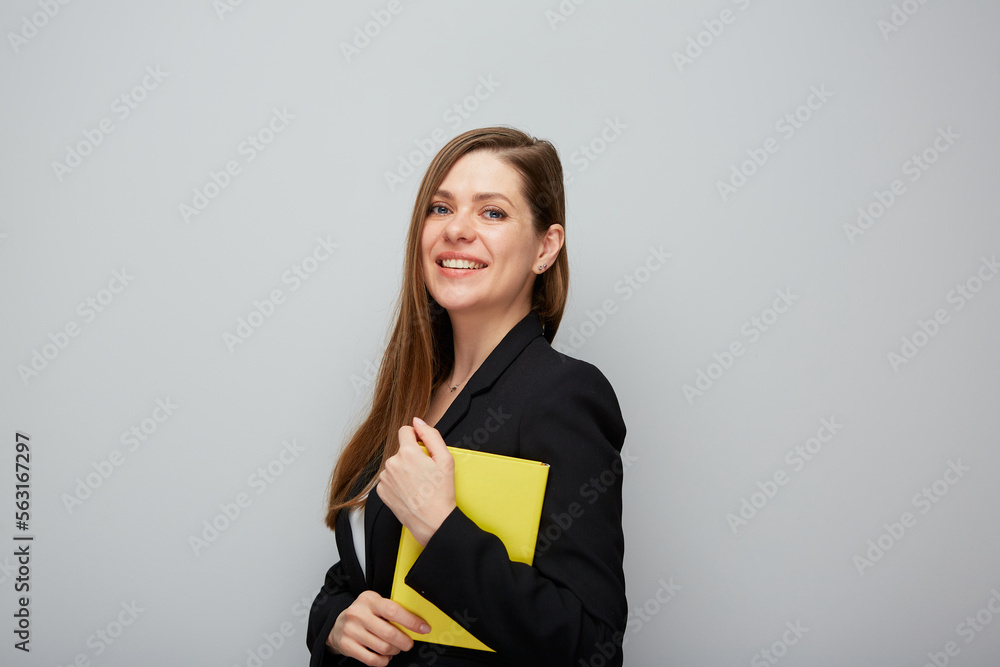 Portrait of smiling woman teacher or girl studen. Portrait of smiling woman teacher or girl studen.