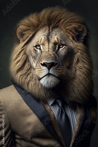 Portrait of Lion in a business suit