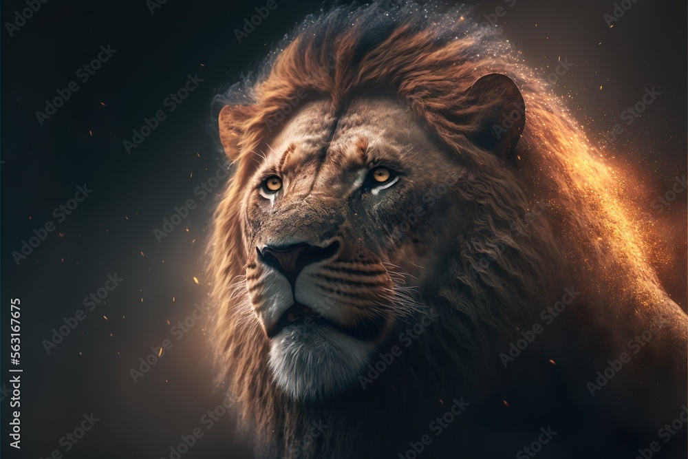 Illustration lion créée par une intelligence artificielle. Illustration lion créée par une intelligence artificielle.