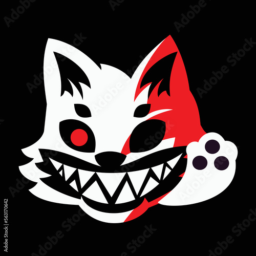 hey scary grinning wolf with sharp teeth