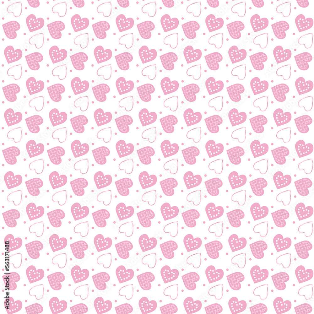 Seamless pattern with pink hearts