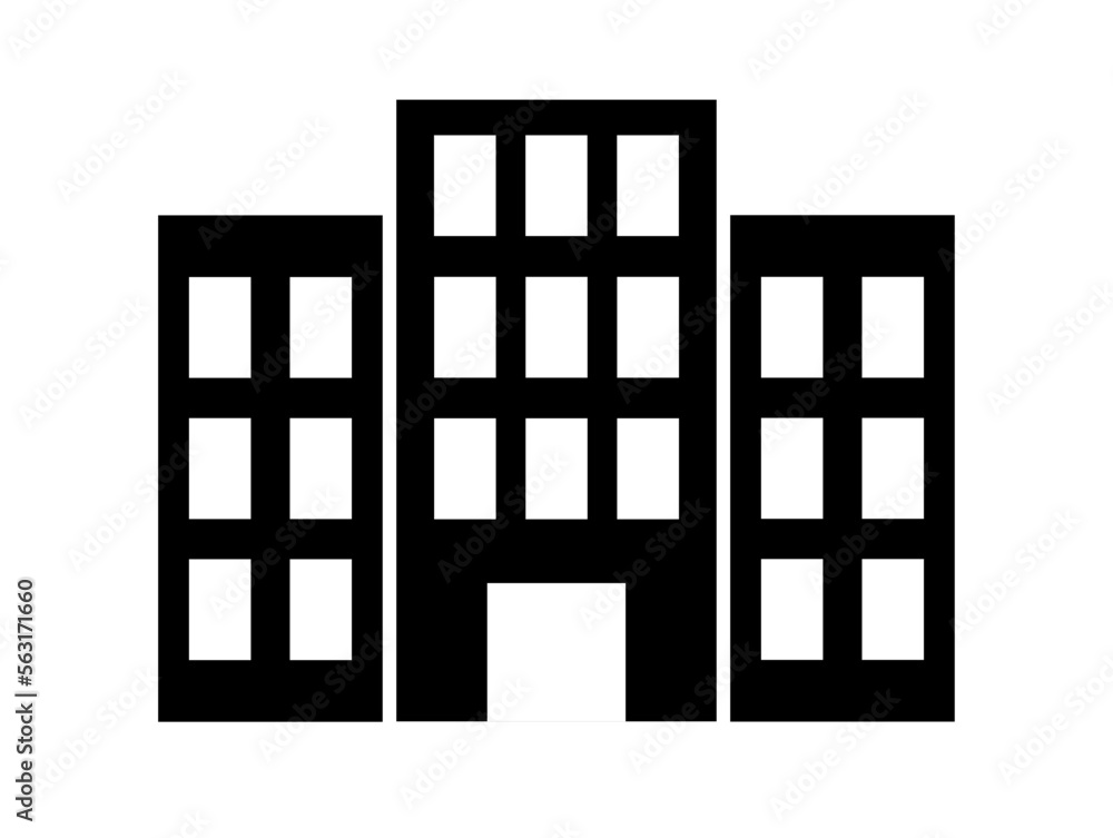 Building icon. Vector buildings with window and door, architecture design isolated on white background