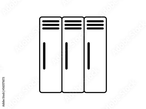 School locker icon. Vector metal doors, student concept isolated on white background