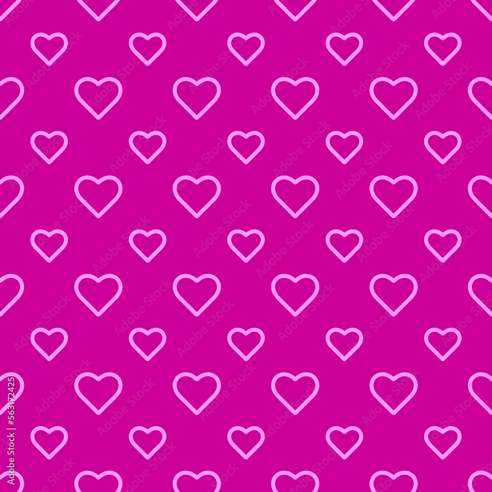 Endless seamless pattern of hearts  Pink vector hearts on a Purple background Wallpaper for wrapping paper Background. Vector illustration Textile Fabric design. Pattern with hearts Celebration Heart