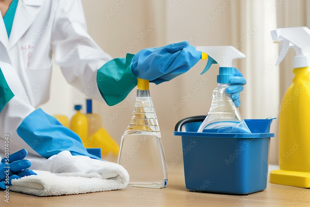 Cleaner with heart hand, love cleaning with woman, housekeeping with ...