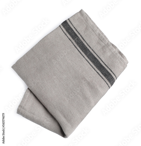Fabric napkin on white background, top view