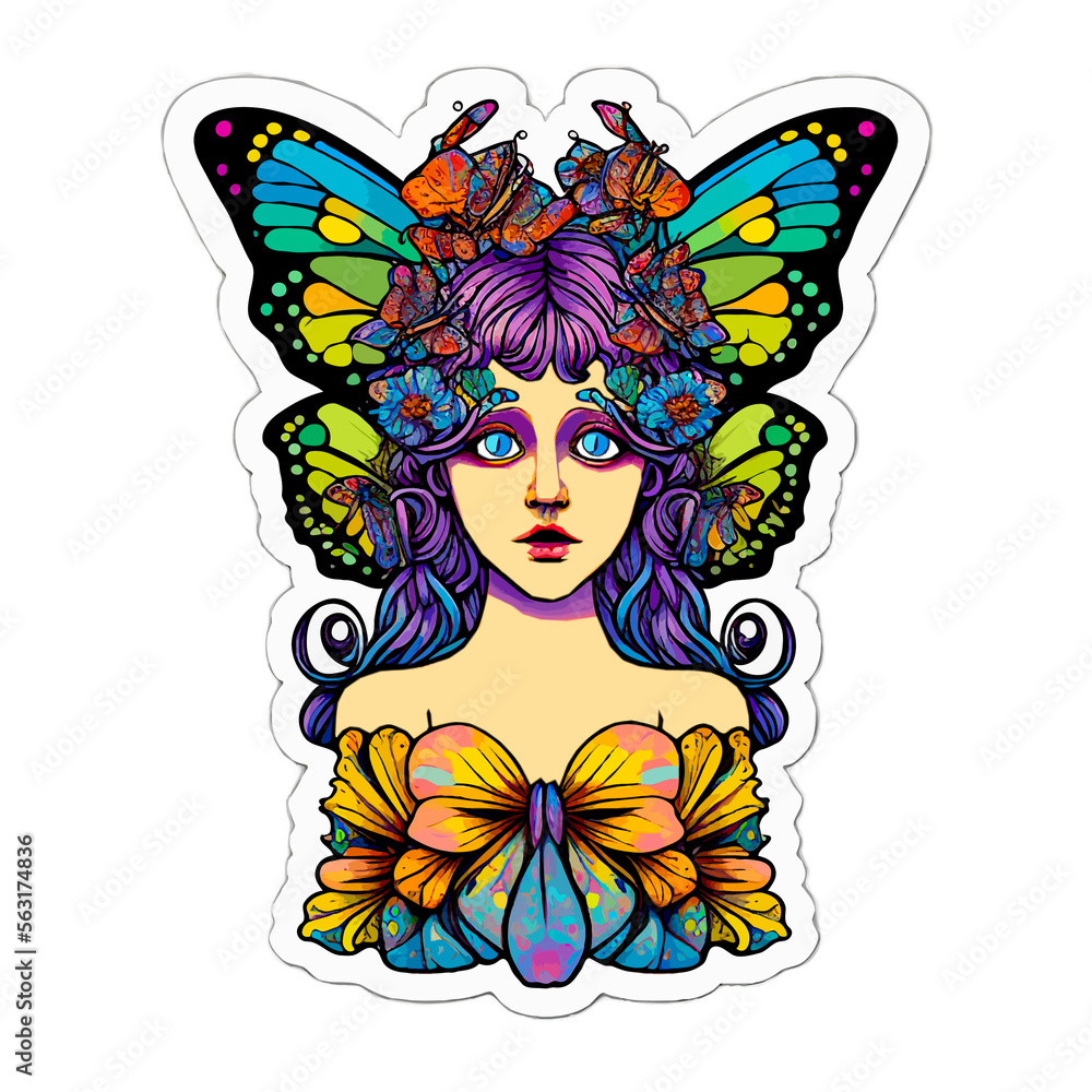 butterfly girl sticker made with generative ai butterfly girl sticker made with generative ai