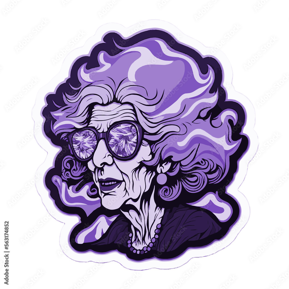 purple toned old hippy woman made with generative ai purple toned old hippy woman made with generative ai