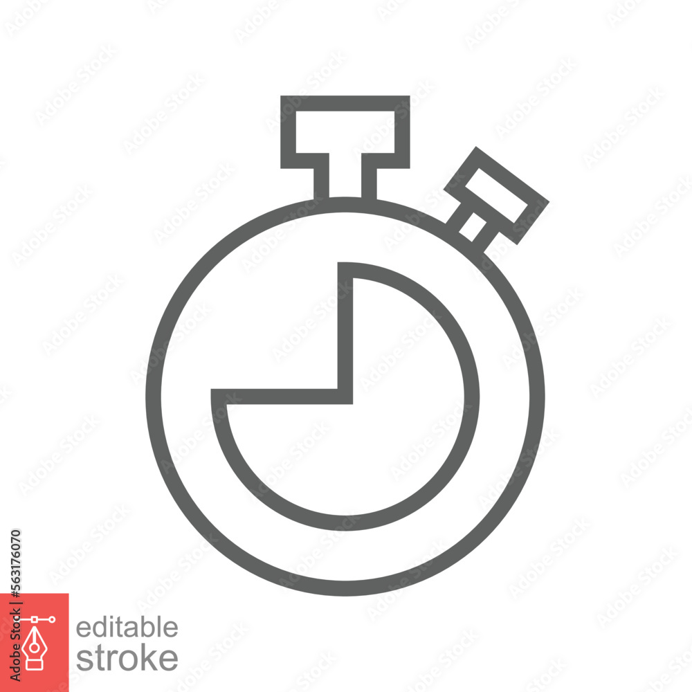 Stopwatch icon. Simple outline style. Timer symbol, clock, countdown, speed time concept. Line vector illustration isolated on white background. Editable stroke EPS 10. Stopwatch icon. Simple outline style. Timer symbol, clock, countdown, speed time concept. Line vector illustration isolated on white background. Editable stroke EPS 10.