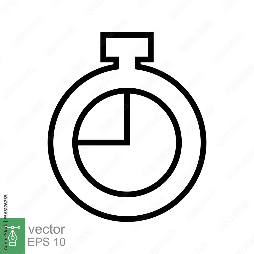 Stopwatch icon. Simple outline style. Timer symbol, clock, countdown, speed time concept. Line vector illustration isolated on white background. EPS 10. Stopwatch icon. Simple outline style. Timer symbol, clock, countdown, speed time concept. Line vector illustration isolated on white background. EPS 10.