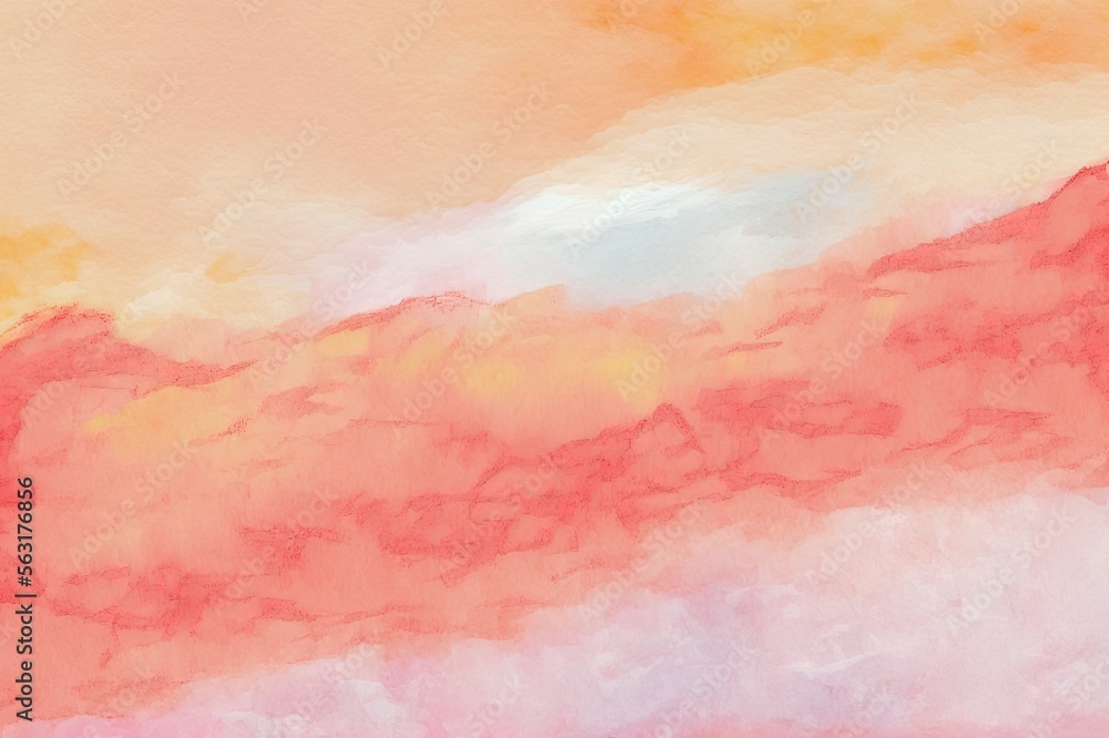 pastel watercolor with red pink white orange backdrop, painting soft colors