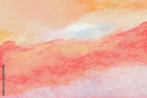 pastel watercolor with red pink white orange backdrop, painting soft colors