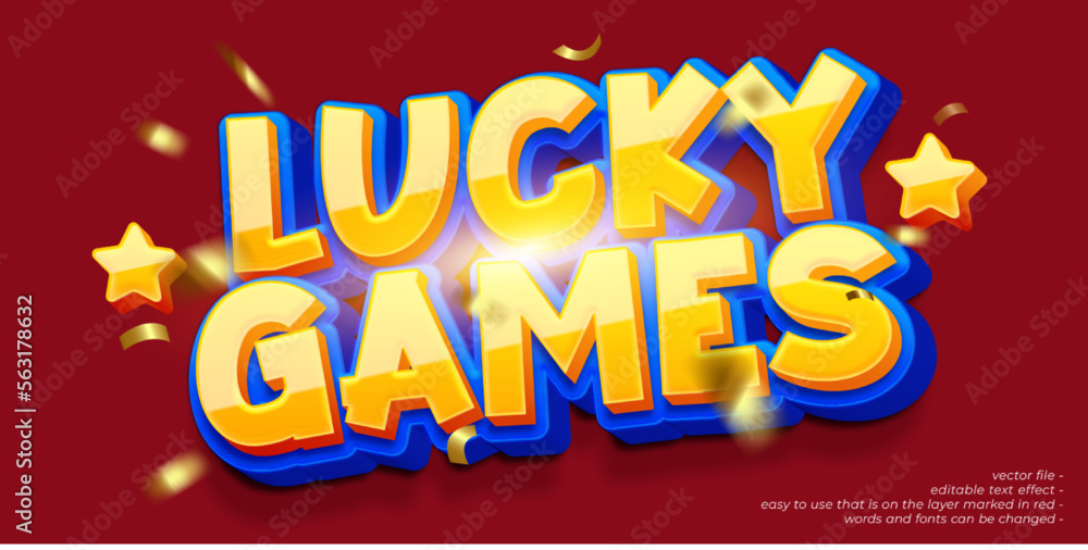 Lucky games cartoon 3d with custom text editable style effect