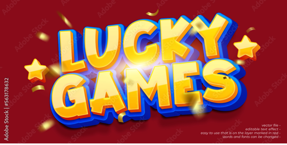 Lucky games cartoon 3d with custom text editable style effect Lucky games cartoon 3d with custom text editable style effect