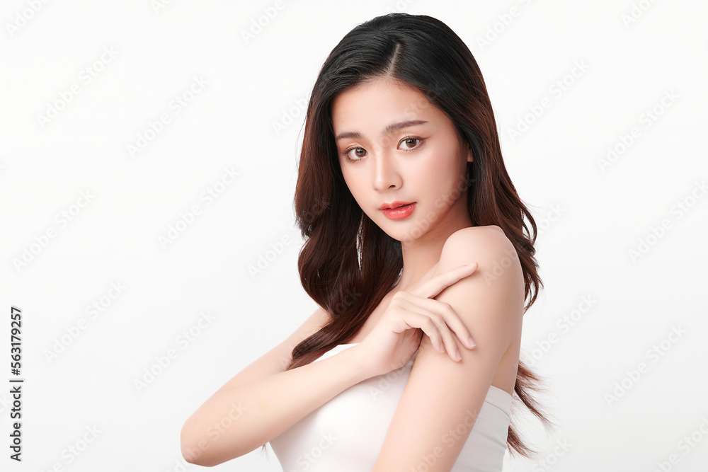 Beautiful young asian woman with clean fresh skin on white background, Face care, Facial treatment, Cosmetology, beauty and spa, Asian women portrait. Beautiful young asian woman with clean fresh skin on white background, Face care, Facial treatment, Cosmetology, beauty and spa, Asian women portrait.