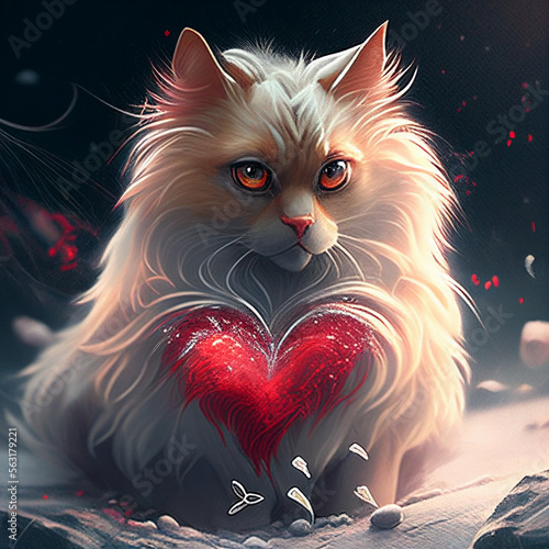 generative AI, valentine, love, love cats, word love, flowers, red, heart, flower heart, cat on a snowboard,