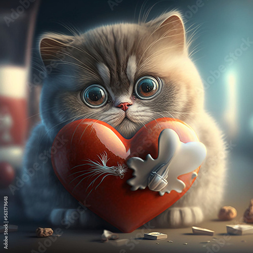 generative AI, valentine, love, love cats, word love, flowers, red, heart, flower heart, cat on a snowboard,