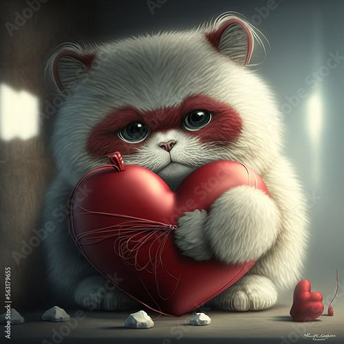 generative AI, valentine, love, love cats, word love, flowers, red, heart, flower heart, cat on a snowboard,