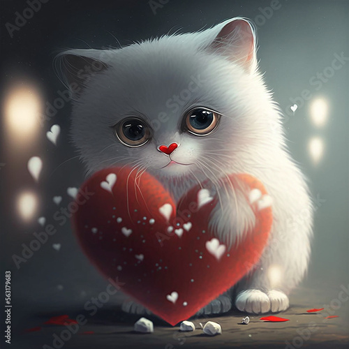 generative AI, valentine, love, love cats, word love, flowers, red, heart, flower heart, cat on a snowboard,