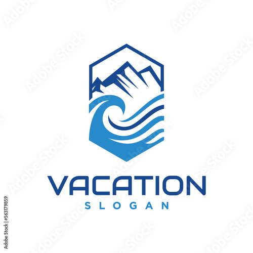 Mountain wave logo icon design illustration © blueberry 99d